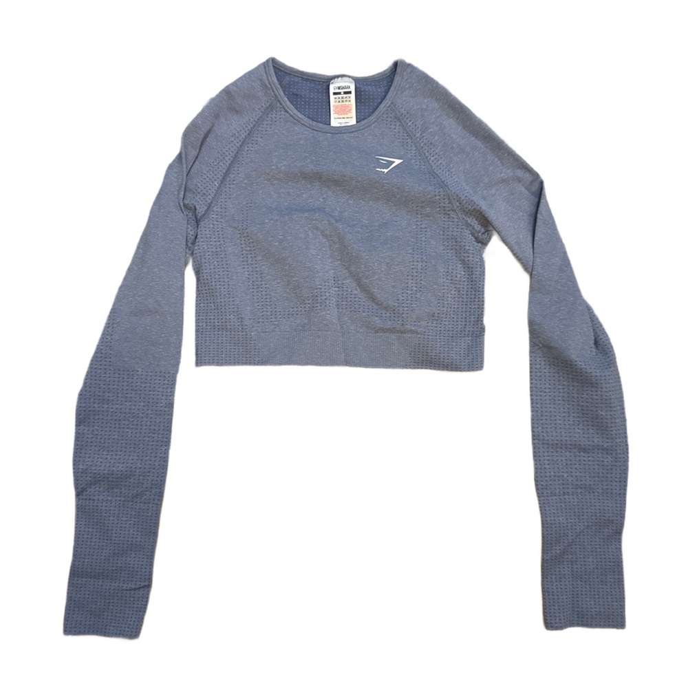 Gymshark Cropped Fitted Long Sleeve Top Medium Cornflower Blue